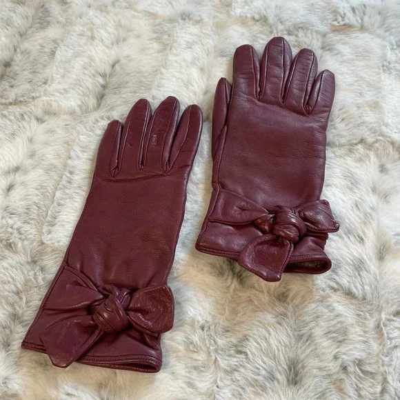 Vintage Gloves Mauve Pink Italian Leather 100% Cashmere Lining Size 6 - Picture 14 of 14